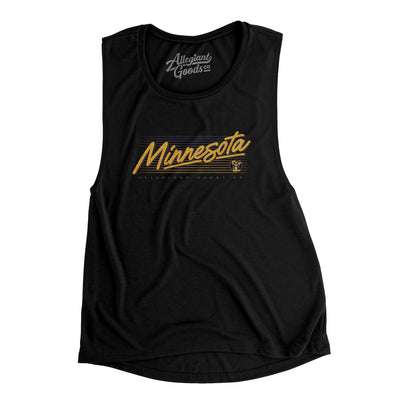 Minnesota Retro Women's Flowey Scoopneck Muscle Tank-Black-Allegiant Goods Co. Vintage Sports Apparel