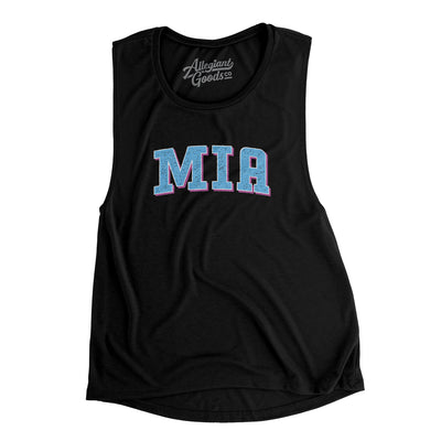 Mia Varsity Women's Flowey Scoopneck Muscle Tank-Black-Allegiant Goods Co. Vintage Sports Apparel