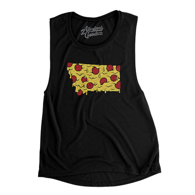 Montana Pizza State Women's Flowey Scoopneck Muscle Tank-Black-Allegiant Goods Co. Vintage Sports Apparel