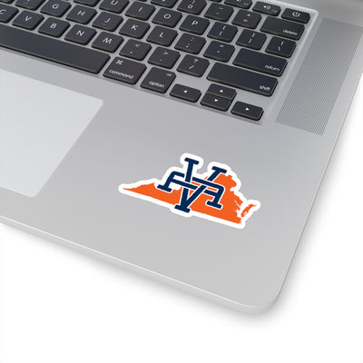 Virginia Home State Sticker (Navy Blue & Orange)-3x3"-Allegiant Goods Co. Vintage Sports Apparel