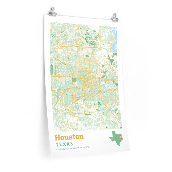 Houston Texas City Street Map Poster - Allegiant Goods Co.