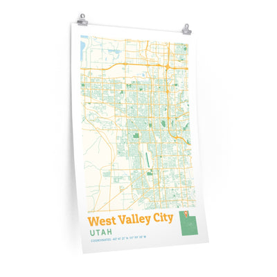 West Valley City Utah City Street Map Poster-24″ × 36″-Allegiant Goods Co. Vintage Sports Apparel