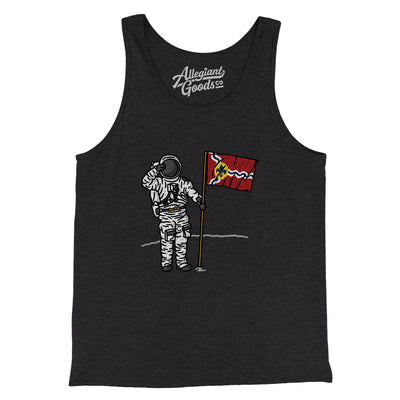 St Louis Flag Moonman Men/Unisex Tank Top-Dark Grey Heather-Allegiant Goods Co. Vintage Sports Apparel