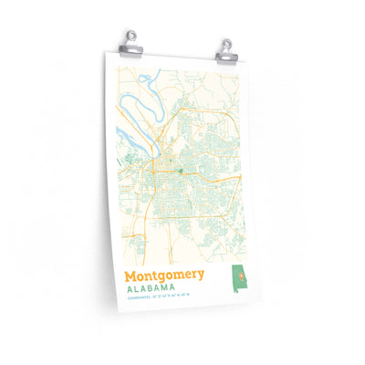 Montgomery Alabama City Street Map Poster-12″ × 18″-Allegiant Goods Co. Vintage Sports Apparel