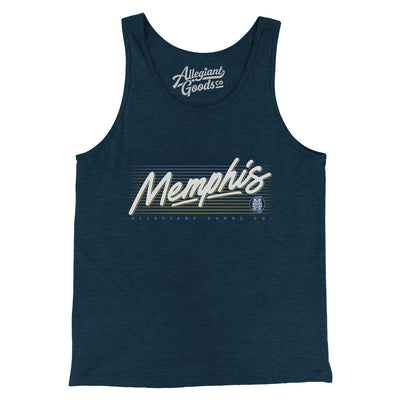 Memphis Retro Men/Unisex Tank Top-Heather Navy-Allegiant Goods Co. Vintage Sports Apparel