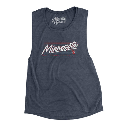 Minnesota Retro Women's Flowey Scoopneck Muscle Tank-Heather Navy-Allegiant Goods Co. Vintage Sports Apparel