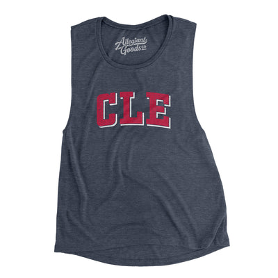 Cle Varsity Women's Flowey Scoopneck Muscle Tank-Heather Navy-Allegiant Goods Co. Vintage Sports Apparel