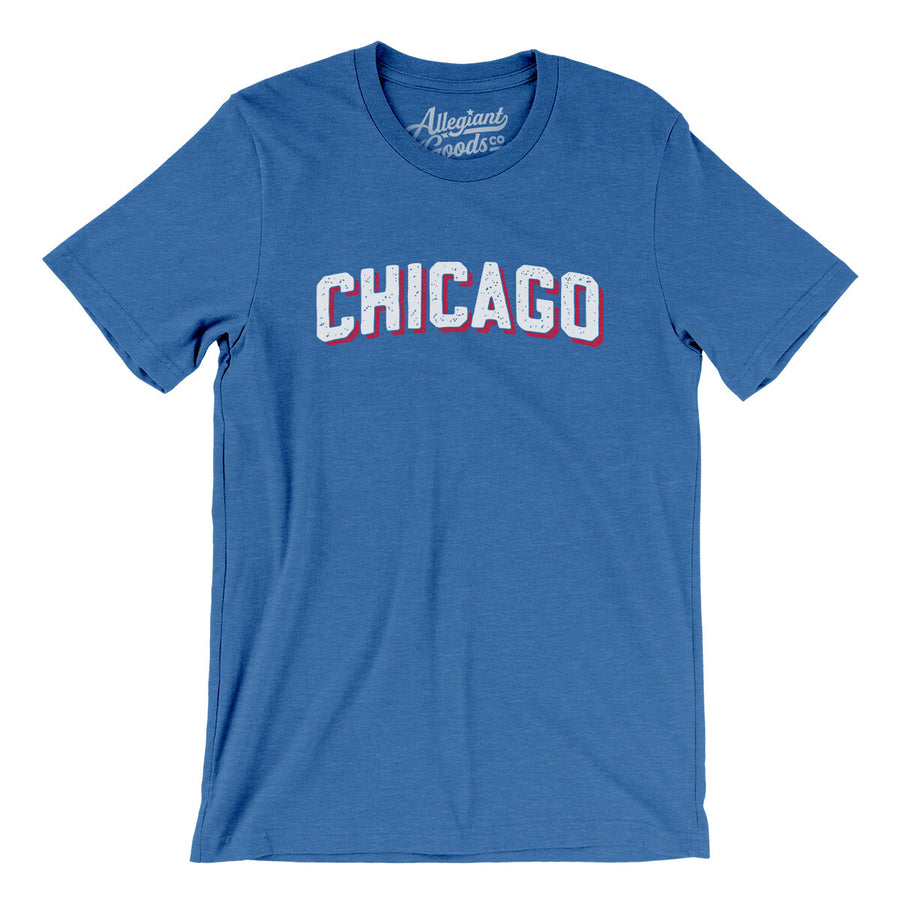 Men's Chicago Cubs Royal/Red Solid V-Neck T-Shirt