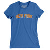 New York Varsity Women's T-Shirt-Heather True Royal-Allegiant Goods Co. Vintage Sports Apparel