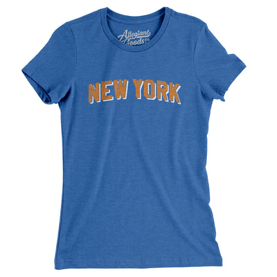 New York Varsity Women's T-Shirt-Heather True Royal-Allegiant Goods Co. Vintage Sports Apparel