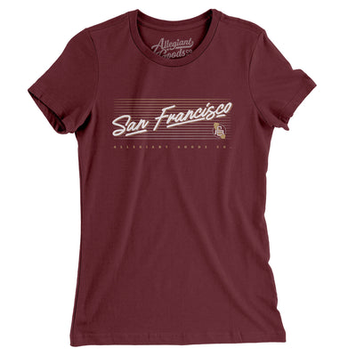 San Francisco Retro Women's T-Shirt-Maroon-Allegiant Goods Co. Vintage Sports Apparel