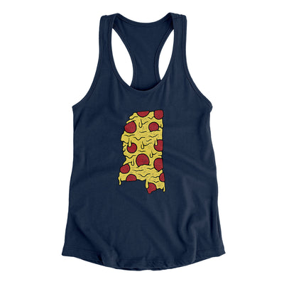 Mississippi Pizza State Women's Racerback Tank-Midnight Navy-Allegiant Goods Co. Vintage Sports Apparel