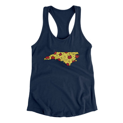 North Carolina Pizza State Women's Racerback Tank-Midnight Navy-Allegiant Goods Co. Vintage Sports Apparel