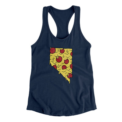 Nevada Pizza State Women's Racerback Tank-Midnight Navy-Allegiant Goods Co. Vintage Sports Apparel