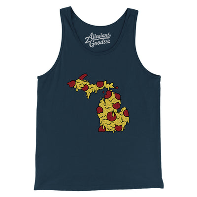 Michigan Pizza State Men/Unisex Tank Top-Navy-Allegiant Goods Co. Vintage Sports Apparel