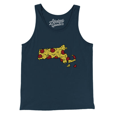 Massachusetts Pizza State Men/Unisex Tank Top-Navy-Allegiant Goods Co. Vintage Sports Apparel