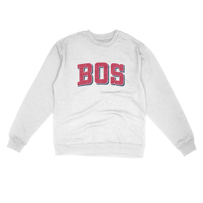 BOS Varsity Midweight Crewneck Sweatshirt-White-Allegiant Goods Co. Vintage Sports Apparel