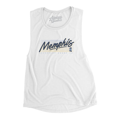 Memphis Retro Women's Flowey Scoopneck Muscle Tank-White-Allegiant Goods Co. Vintage Sports Apparel