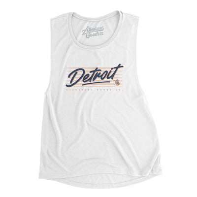 Detroit Retro Women's Flowey Scoopneck Muscle Tank-White-Allegiant Goods Co. Vintage Sports Apparel