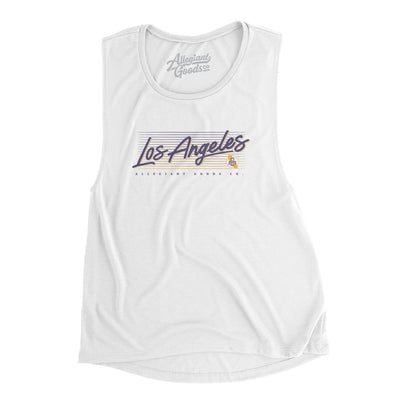 Los Angeles Retro Women's Flowey Scoopneck Muscle Tank-White-Allegiant Goods Co. Vintage Sports Apparel