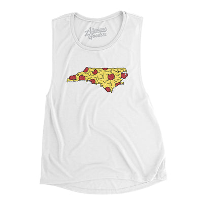 North Carolina Pizza State Women's Flowey Scoopneck Muscle Tank-White-Allegiant Goods Co. Vintage Sports Apparel