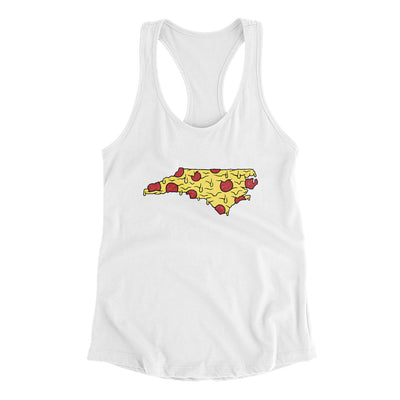 North Carolina Pizza State Women's Racerback Tank-White-Allegiant Goods Co. Vintage Sports Apparel