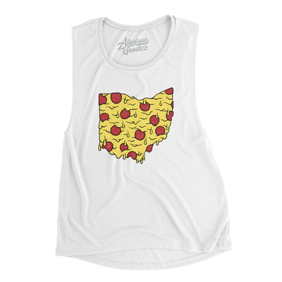 Ohio Pizza State Women's Flowey Scoopneck Muscle Tank-White-Allegiant Goods Co. Vintage Sports Apparel