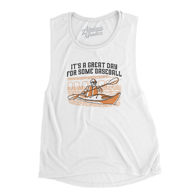 It’s A Great Day For Some Baseball Women's Flowey Scoopneck Muscle Tank-White-Allegiant Goods Co. Vintage Sports Apparel