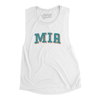 Mia Varsity Women's Flowey Scoopneck Muscle Tank-White-Allegiant Goods Co. Vintage Sports Apparel