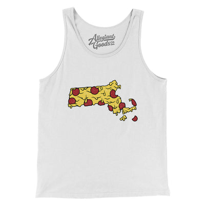 Massachusetts Pizza State Men/Unisex Tank Top-White-Allegiant Goods Co. Vintage Sports Apparel