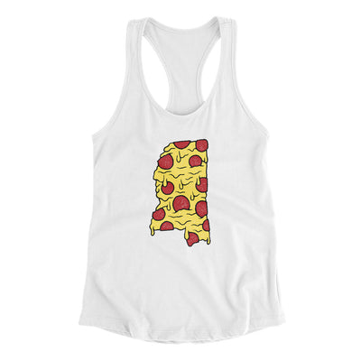 Mississippi Pizza State Women's Racerback Tank-White-Allegiant Goods Co. Vintage Sports Apparel