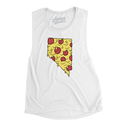 Nevada Pizza State Women's Flowey Scoopneck Muscle Tank-White-Allegiant Goods Co. Vintage Sports Apparel