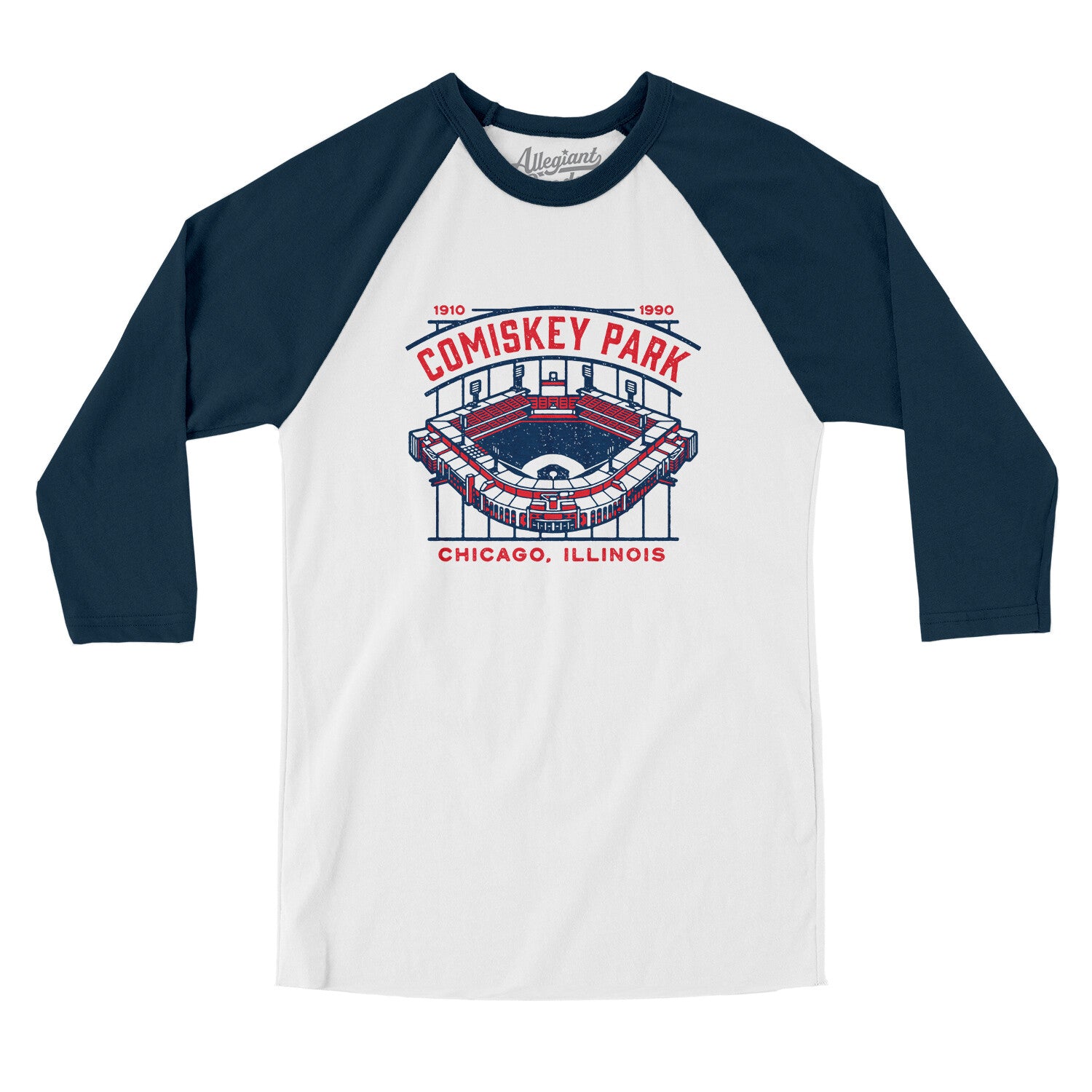 Mtr Comiskey Park Men/Unisex Raglan 3/4 Sleeve T-Shirt Black|White / L